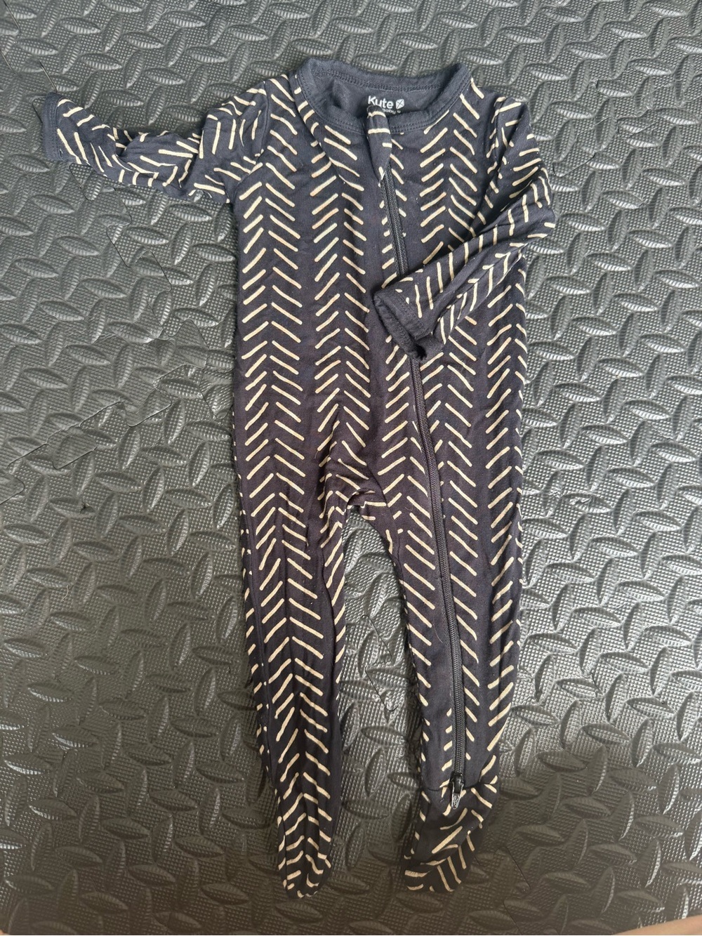 Kyte BABY Navy and Cream Chevron Footed One-Piece